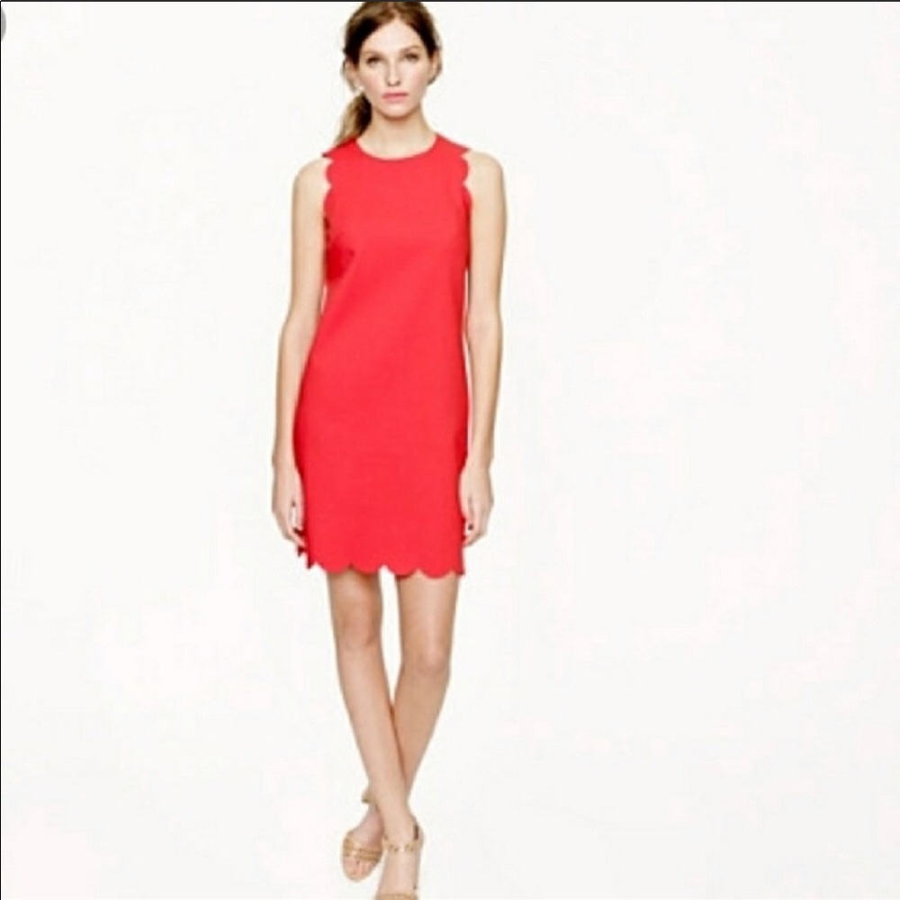 Pink scalloped j crew dress